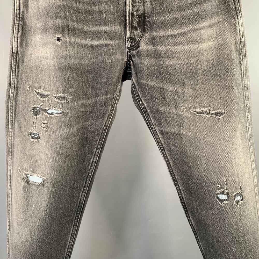GOLDEN GOOSE Size M Grey Cotton Tapered Distressed Jeans - Picture 2 of 9